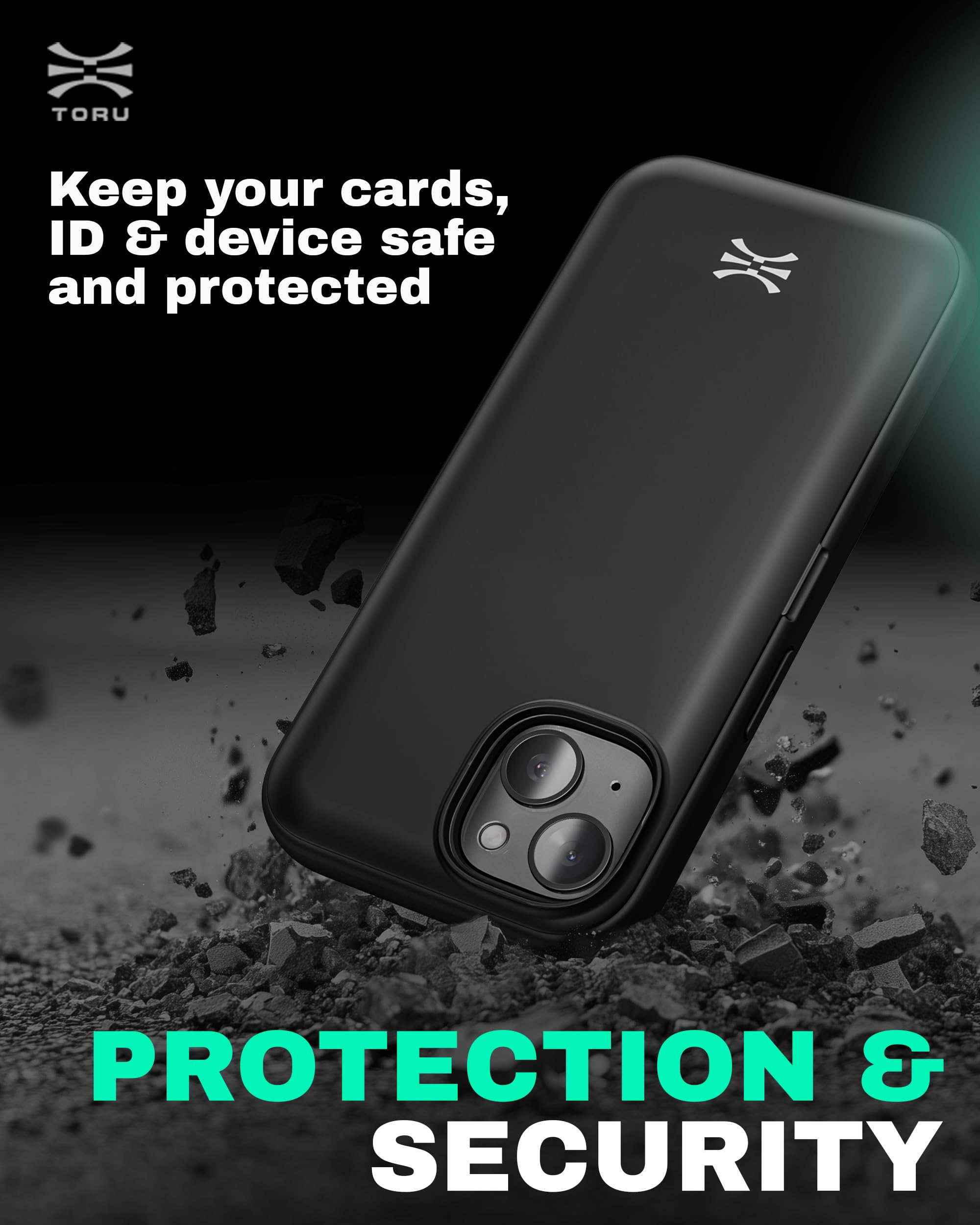 TORU CX Hybrid - Custodia a portafoglio per iPhone 13 Mini, a doppio strato, sottile, protettiva, con 2 scomparti per carte di credito nascosti, motivo floreale
