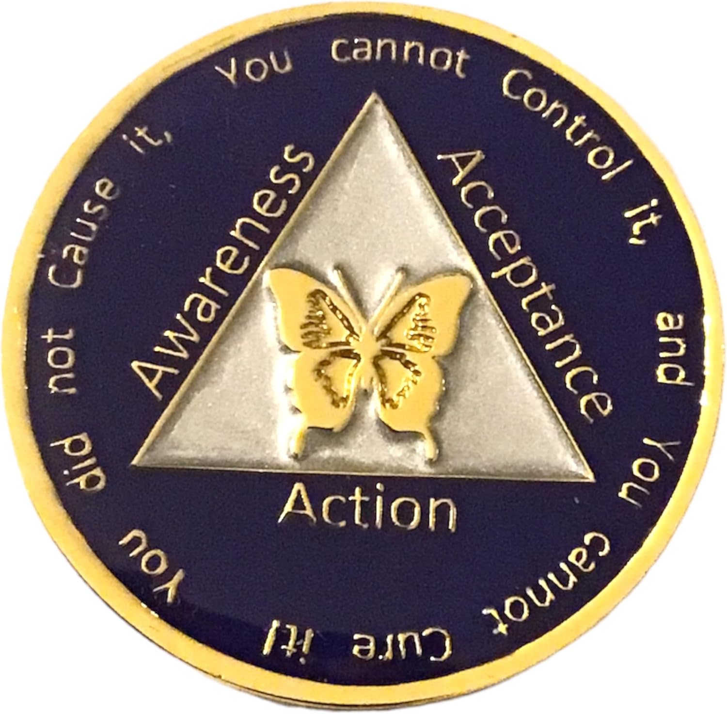 Miracles gifts Al-Anon Purple Butterfly Medallion - with The Serenity Prayer - Chip, Coin, Token