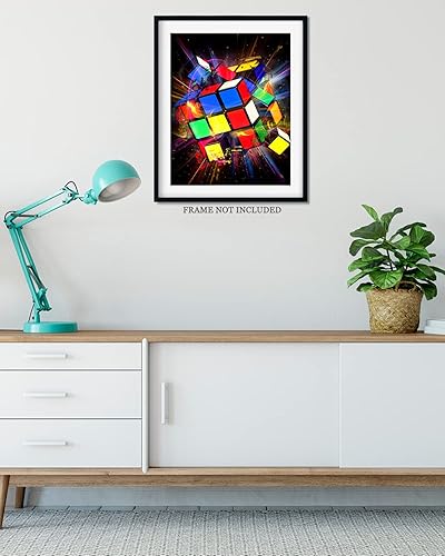Miniatura 4 de Govivo Exploding Rubik Cube - Wall Art Decor Print con un fondo negro - ilustraciones sin marco impresas en papel fotográfico