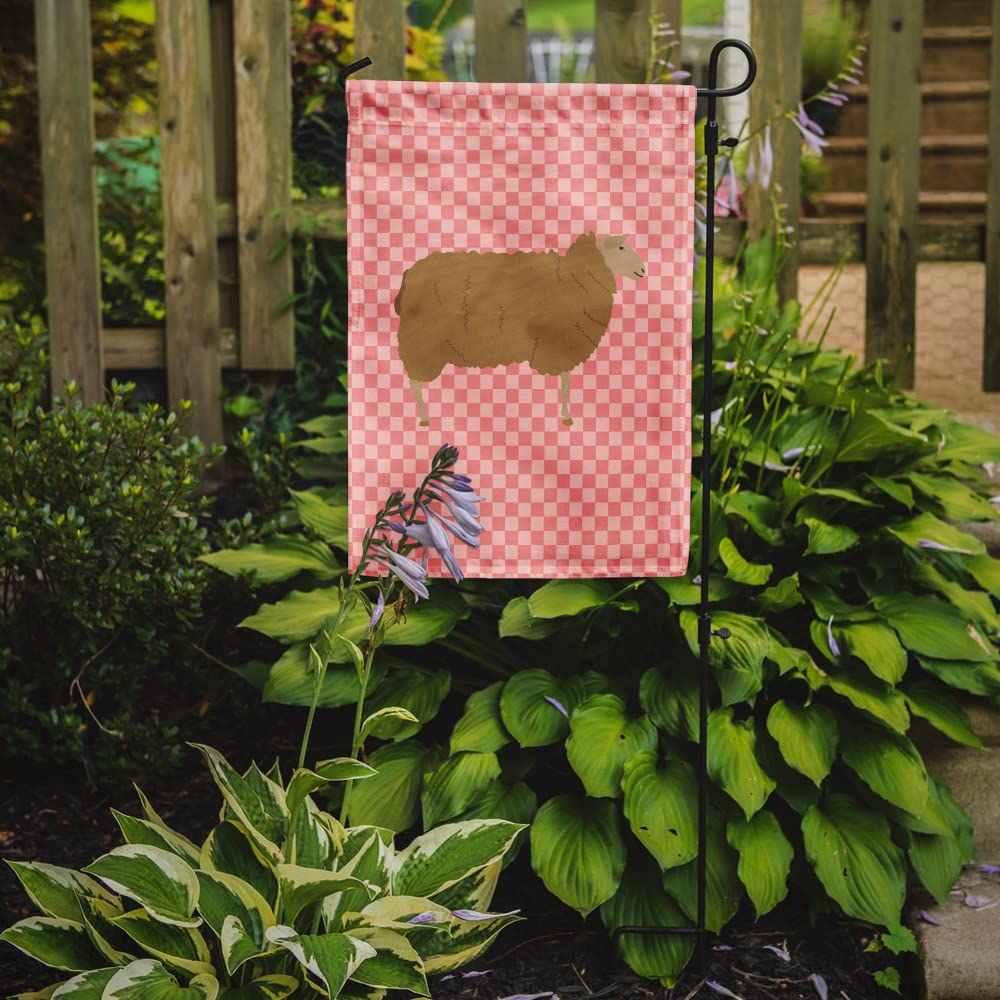 Caroline's Treasures BB7977GF East Friesian Sheep Pink Check Flag Garden Size , Small, multicolor