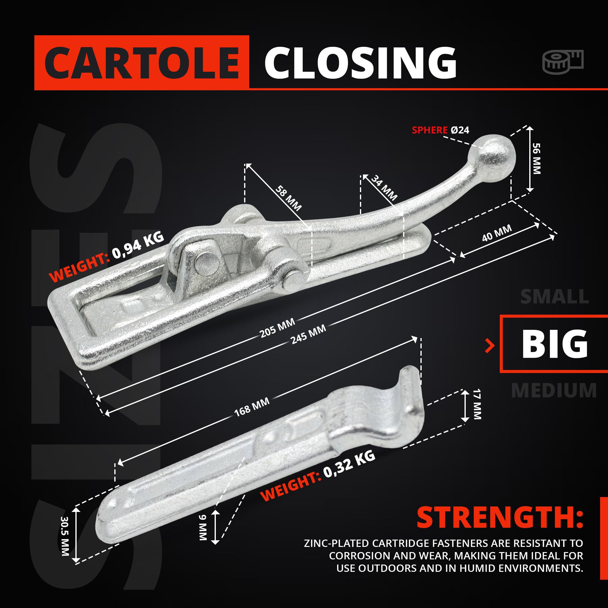 Chiusura A Leva Per Scatole E Armadietti - 2 Pezzi In Acciaio Zincato, Gancio Di Sicurezza - Foto 5
