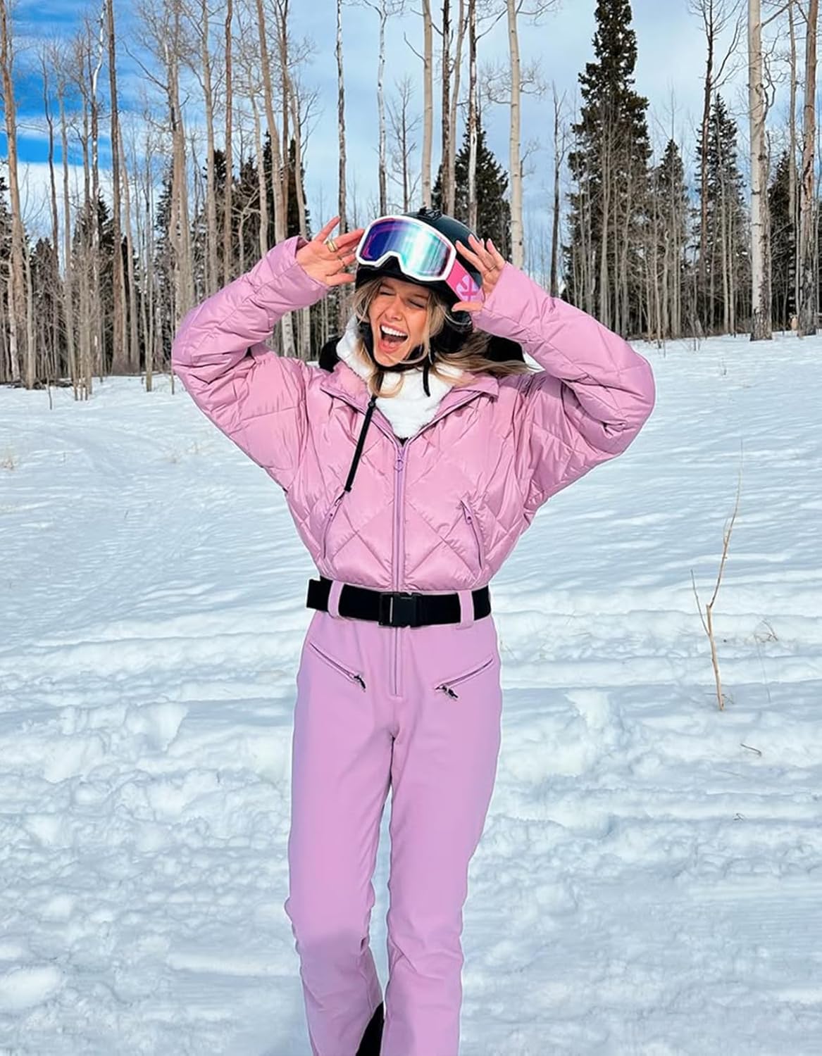 GSOU SNOW Womens Ski Suits Down One Piece Snowsuit Waterproof Snowboard Jumpsuits Winter Ski Outfit - Image 4