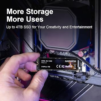 1TB NVMe SSD PCIe 4.0 M.2 2280 Internal Solid State Drive Up to 7450MB/s, High Speed Gen 4 NVMe SSD for Gaming PC, Laptop, 4K Video Editing, Creators