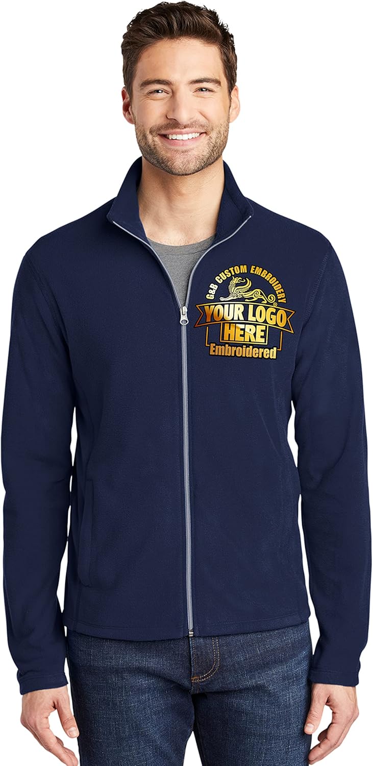 Men's Custom logo Embroidered Full Zip Microfleece Jacket