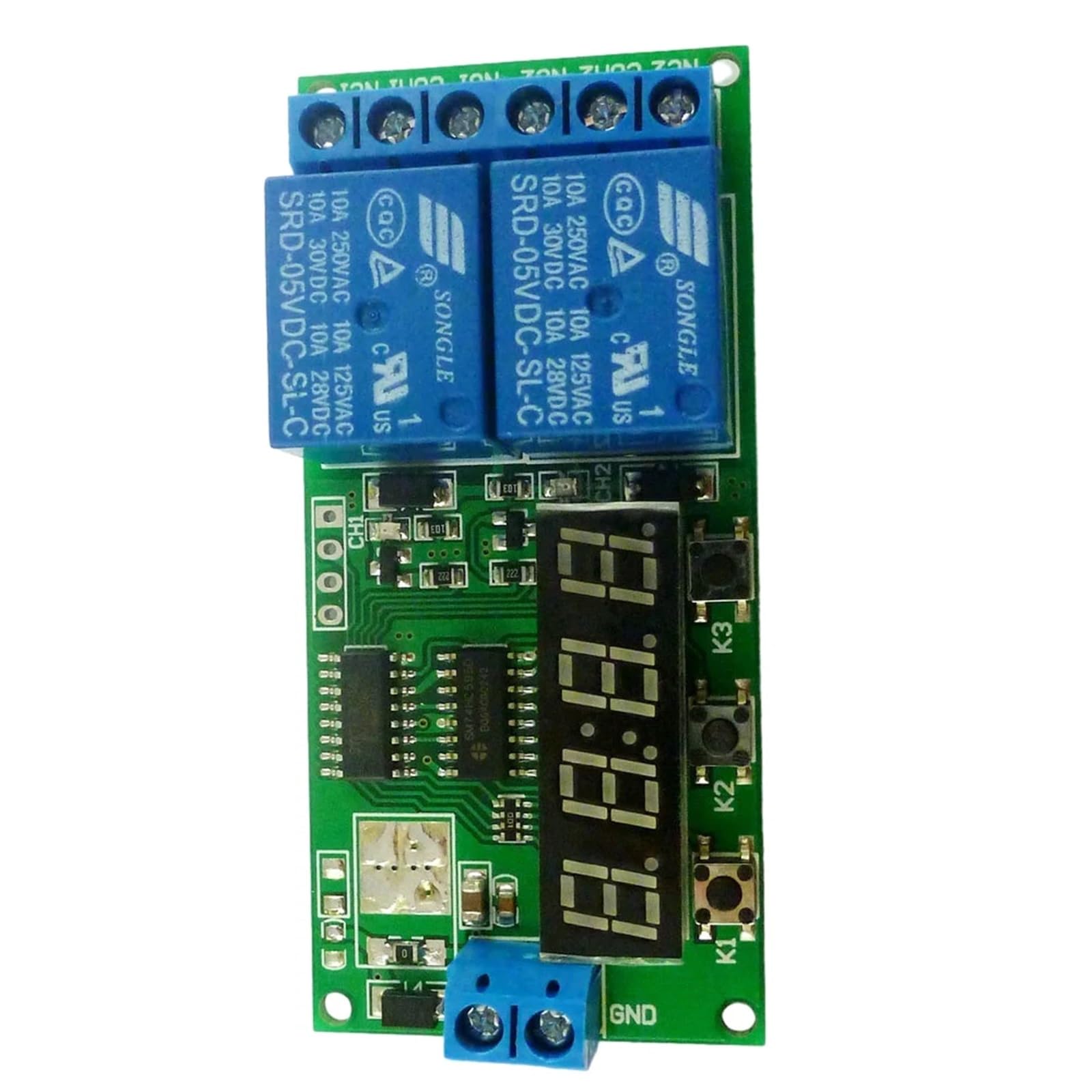 KC22B02 5V Modulo relè di ritardo multifunzione a 2 canali Modulo interruttore relè timer ciclo 0-9999s for motore LED Smart Home