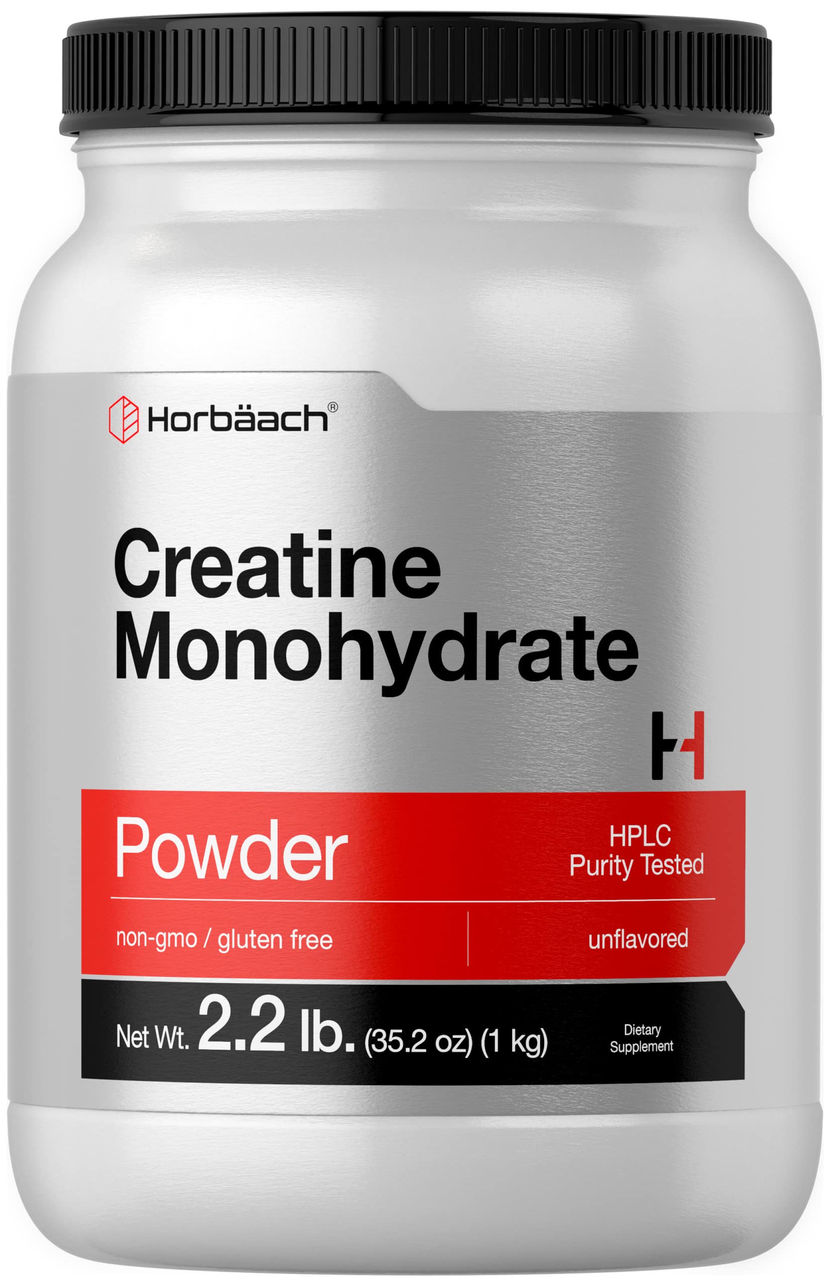 Creatine Monohydrate Powder | 2.2lbs (35.2 oz) | HPLC Purity Tested | Vegetarian, Non-GMO, & Gluten Free Supplement | by Horbaach