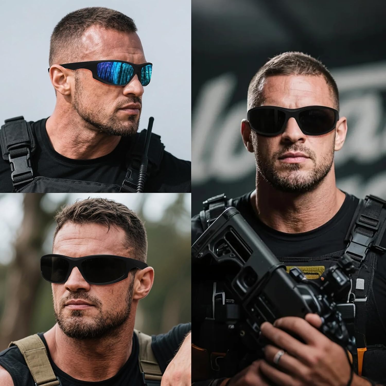 MAXJULI Z87 Sports Sunglasses for Men Women TR90 Ultralight UV400 Protection Glasses 8702 (Black/Super Dark) - Image 2