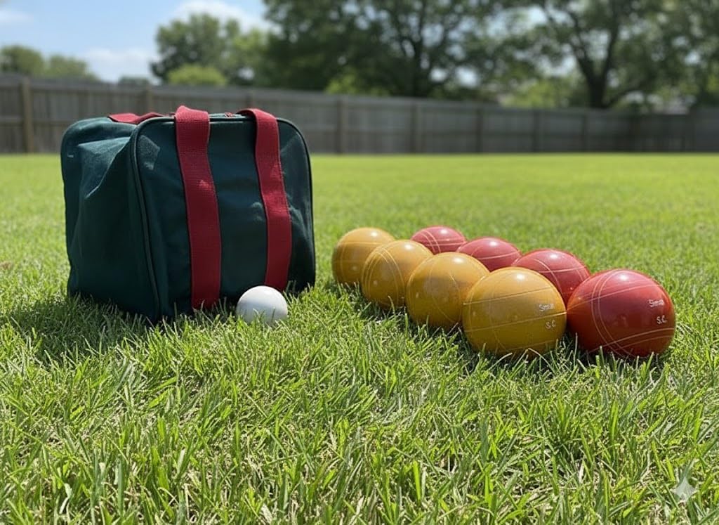 BuyBocceBalls Listing - Made in USA, Premium Quality Engraved Tournament Bocce Set - 110mm Gold and Rustic Orange Balls, Nylon Bag, 998 Grams (2 lbs. 3.2 oz.). Various Bag Colors
