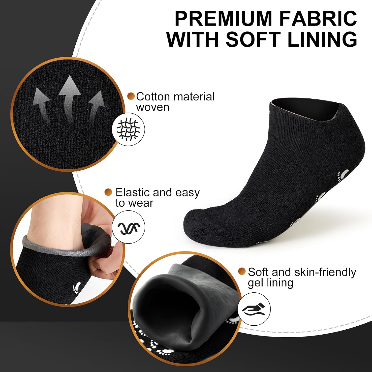 MoyRetty 2 Pairs Moisturizing Silicone Socks for Men - Large Size, Black, Ultimate Aloe-Infused Gel for Home Use - Say Goodbye to Dry Cracked Feet