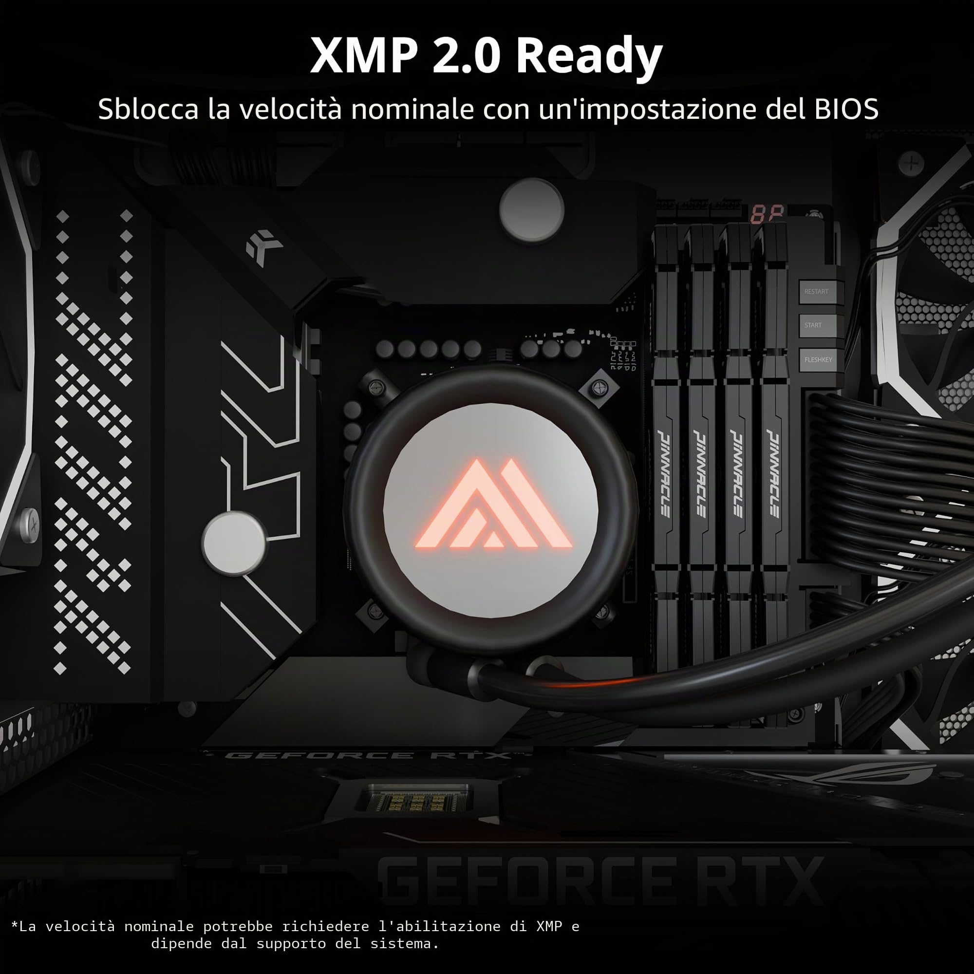 Timetec, Modulo di memoria RAM per PC da gioco desktop compatibile con AMD e Intel, KIT Pinnacle Konduit 16GB (2x8GB) DDR4 3200MHz PC4-25600 CL16-18-18-38 XMP2.0 Overclocking 1.35V Nero