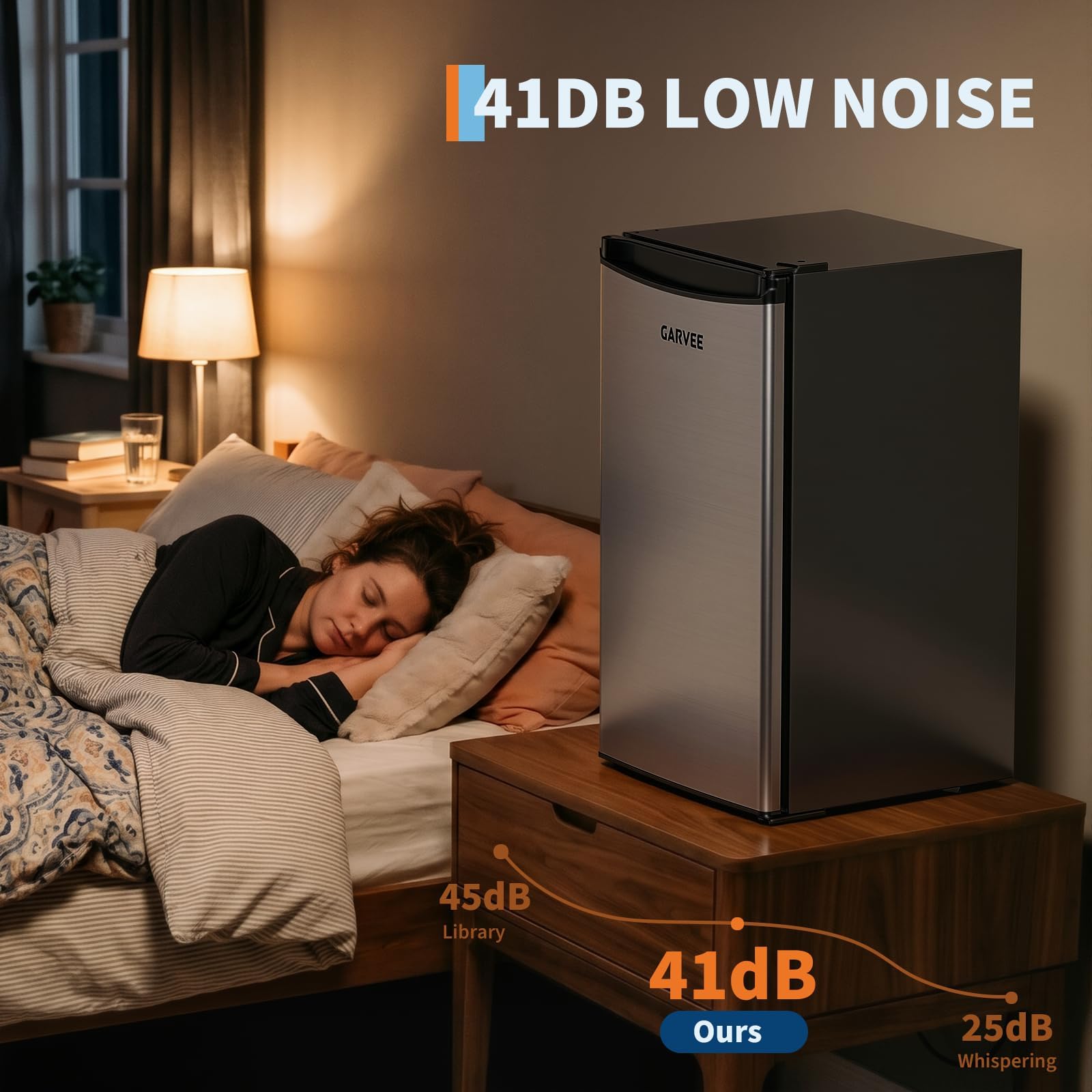 92L Mini Kühlschrank ohne Gefrierfach 5 Stufen 0-18°C Edelstahl-Tür leise freistehend E-Klasse