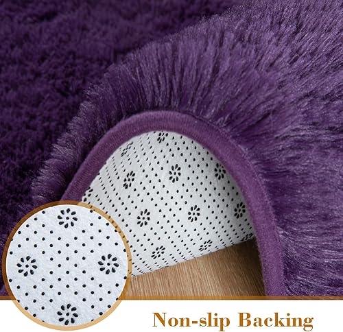 Miniatura 24 de Alfombra esponjosa para dormitorio, alfombra negra de 4 x 6 pies para sala de estar, dormitorio, alfombra peluda para niños, alfombra de felpa suave