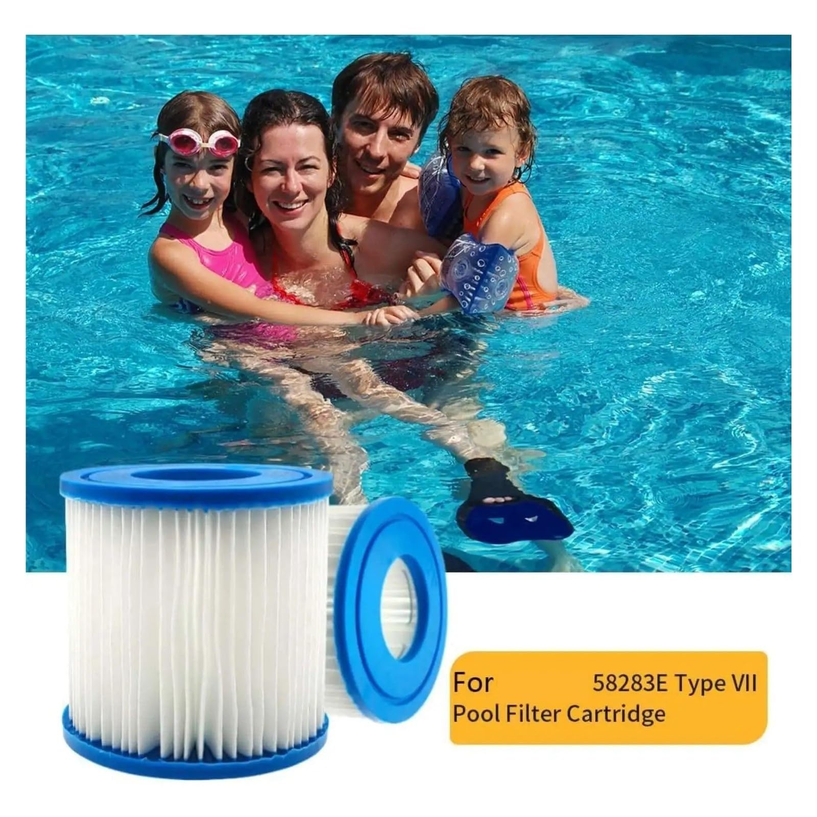 Cartouche filtrante de Piscine de Type VII, Filtre de Piscine, Compatible avec Intex Type D, 58385E, P57100102, SFS-350, RP-350, RP-400, RP-600, RX-600, SFS-600(6PCS)