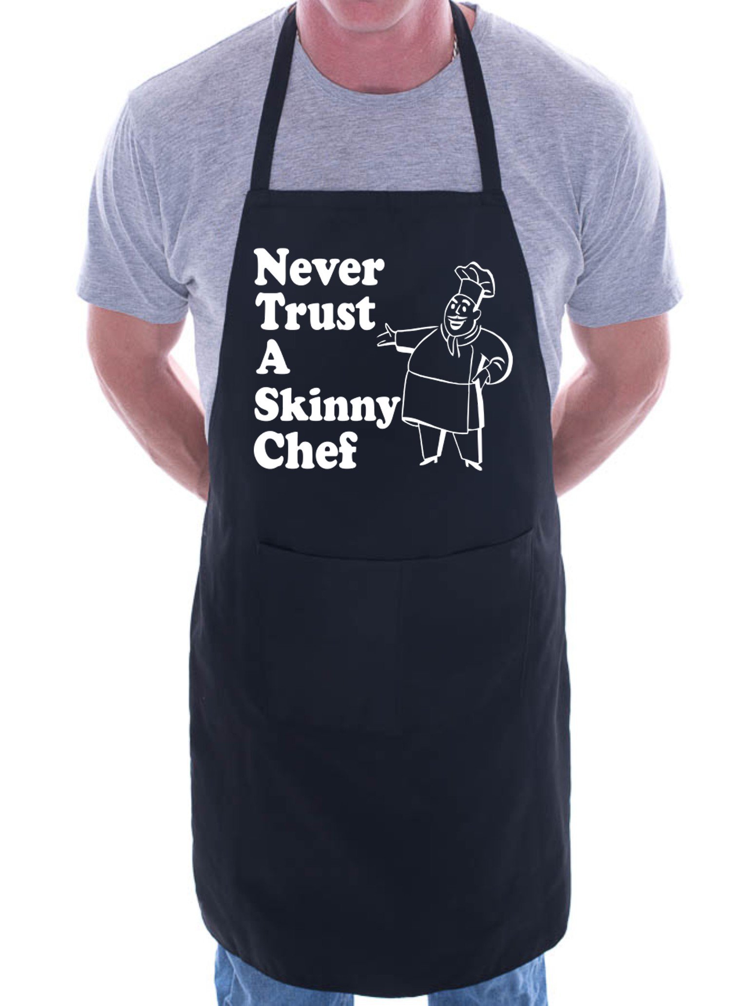 Print4u Men's Black Never Trust Skinny Chef Novelty Cooking Funny Unisex Apron