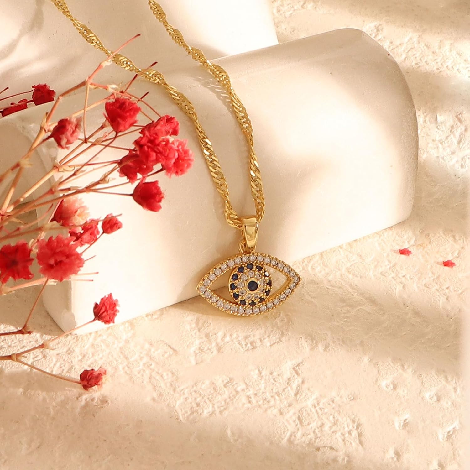 KNOWTODAY Evil Eye Necklace for Women14K Gold Plated Charm Cubic Zirconia Evil Eye Pendant Gold Necklaces Layered Jewelry Gifts - Image 6