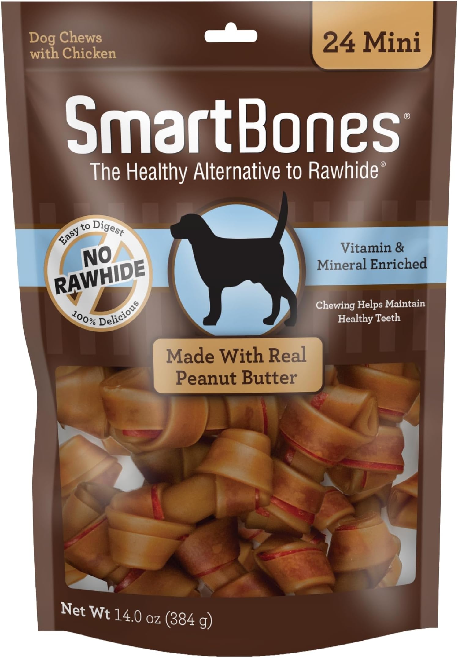 SmartBones Peanut Butter Dog Chew, Mini, 24-count