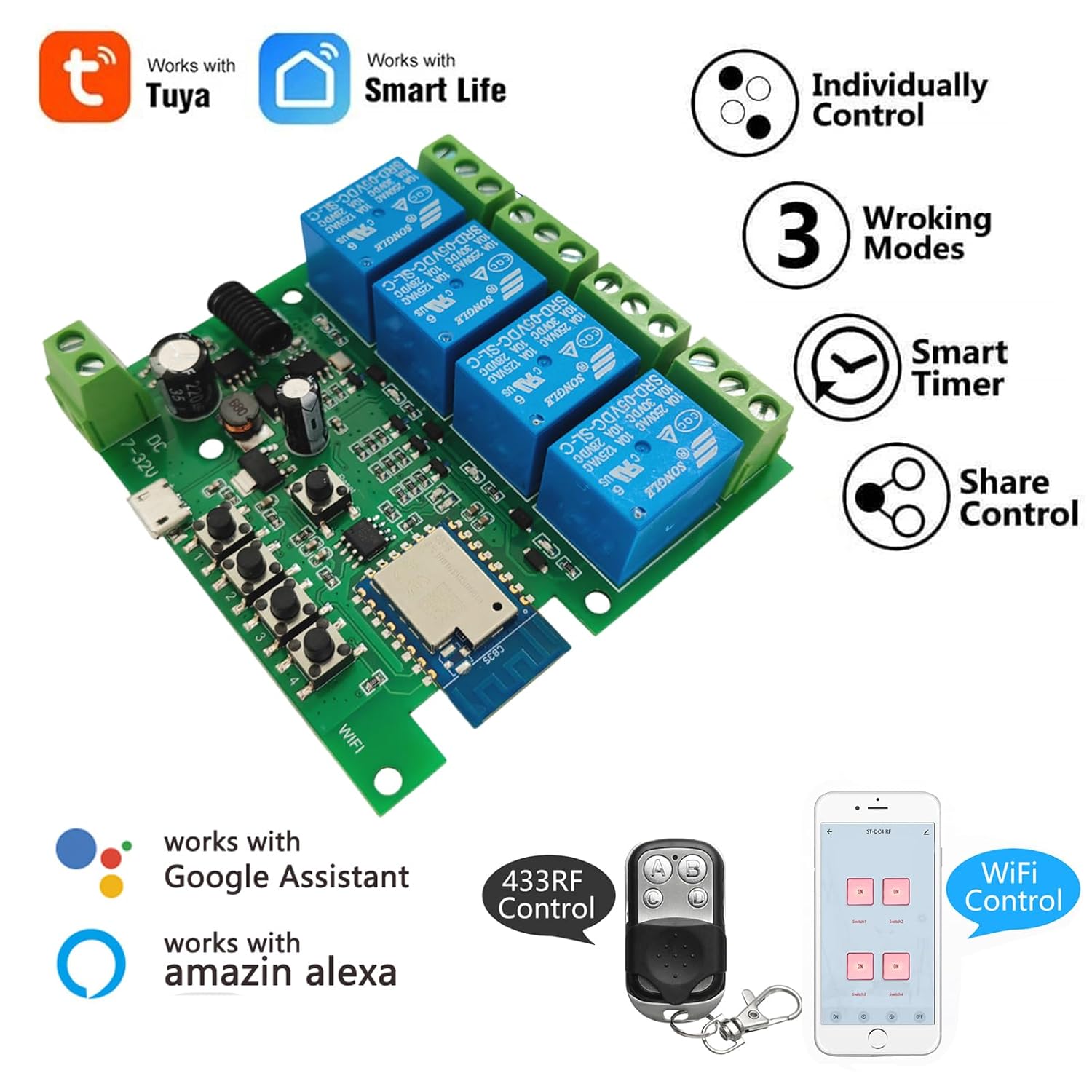 Key Features of Newgoal 4-Channel Smart Wireless Relay Switch
