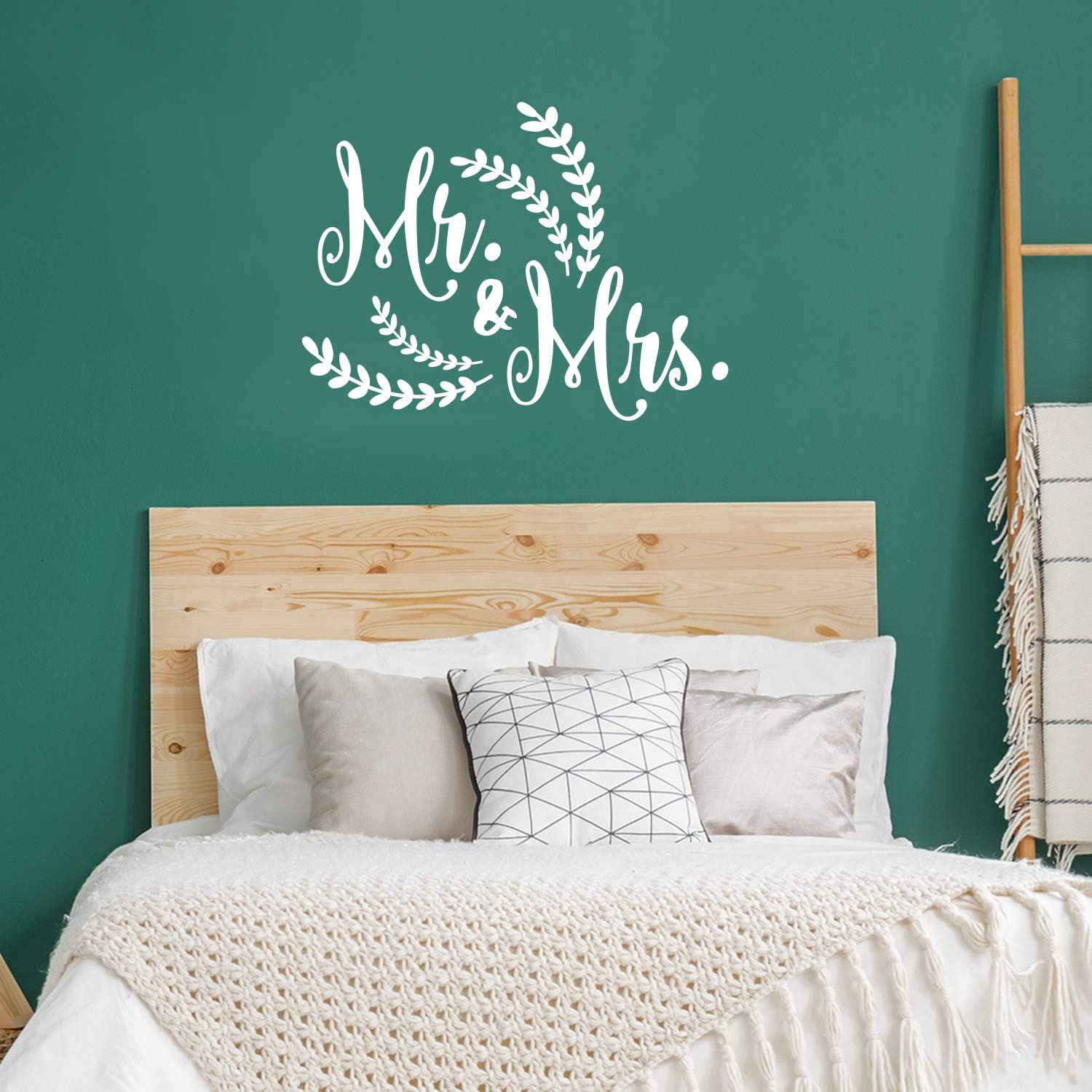 Valentines Day Vinyl Wall Art Decal - Mr & Mrs - 21" x 28" - Valentine's Lovers Charming Decor for Romantic Married Couples Home Living Room Bedroom Apartment Indoor Sticker (21" x 28") White