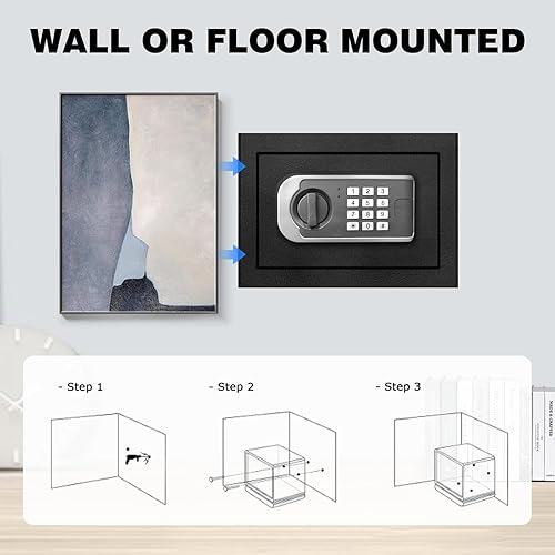 Miniatura 9 de YAYAG Caja fuerte pequeña a prueba de fuego impermeable para documentos, caja de seguridad de 1.2 pies cúbicos con caja de batería de emergencia,