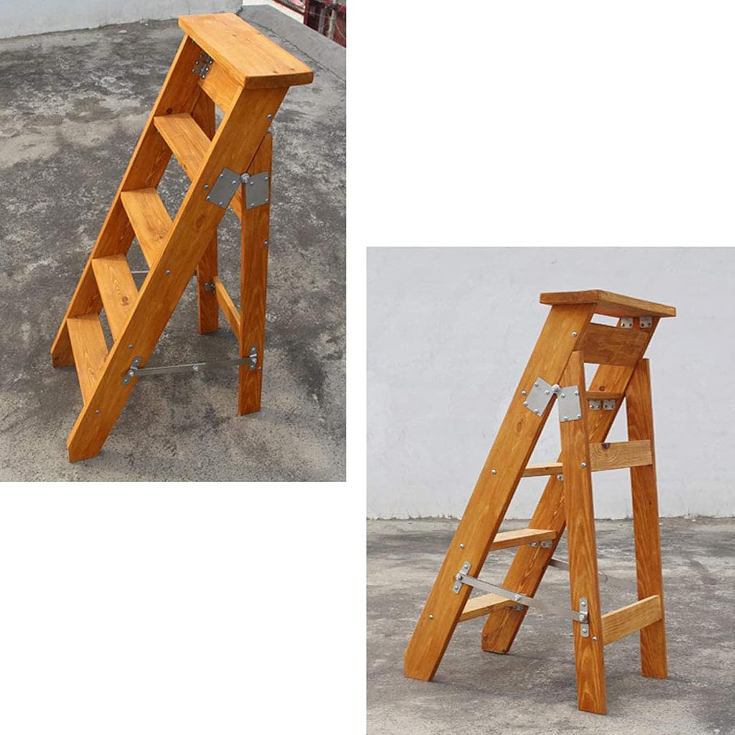 DASHADAO Indoor Climbing Stool,5-Steps Stool Wooden Widened Household Foldable Staircase Stair Chair Plant Racks Portable Stepladder Lightweight Garden Tools image 5