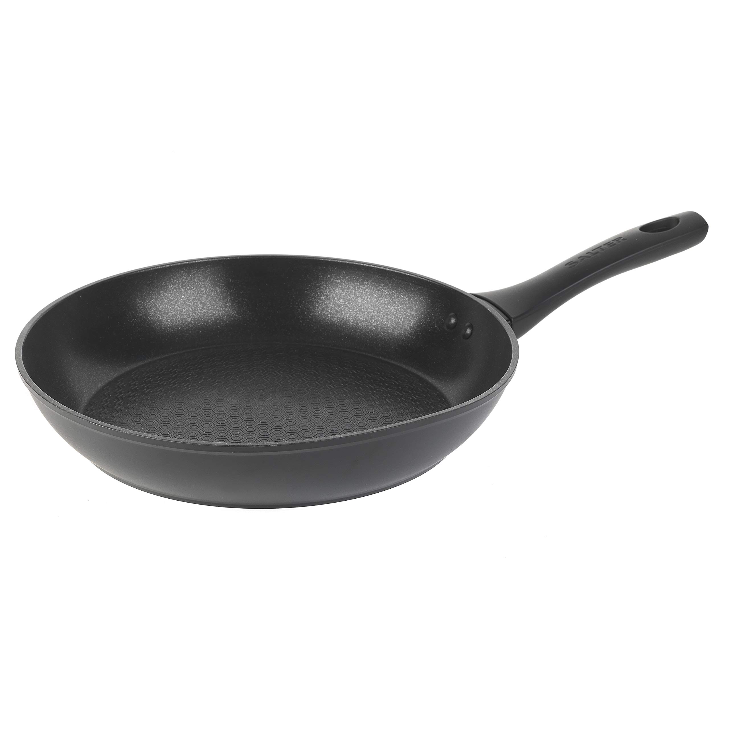 Salter BW08771 Geo Hex Frying Pan, 5 X Tougher* Diamond-Effect Non-Stick, Advanced Hi-Low Technology Reduces Burning, Induction Hob Suitable, Dishwasher Safe, Lightweight, Forged Aluminium, 28 cm