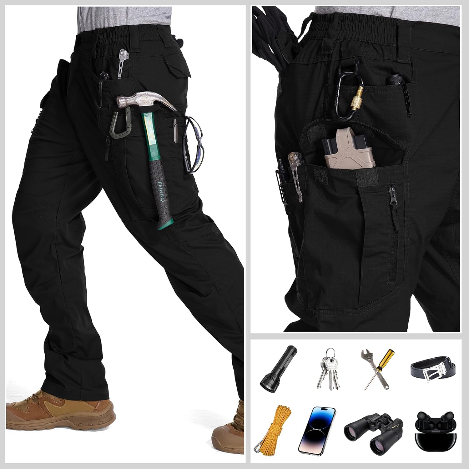 Mens Cargo Tactical Pants Cotton Water Resistant Ripstop Flex Stretch BDU Outdoor Hiking Work Pants for Men - Image 8