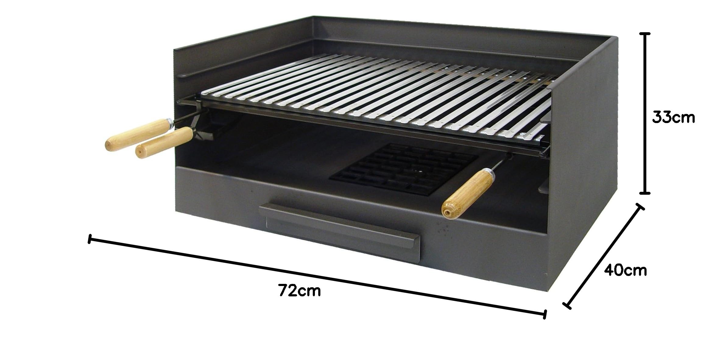 Imex El Zorro 71516 grill stołowy z rusztem do grillowania, stal nierdzewna, 72 x 40 x 33 cm, szary