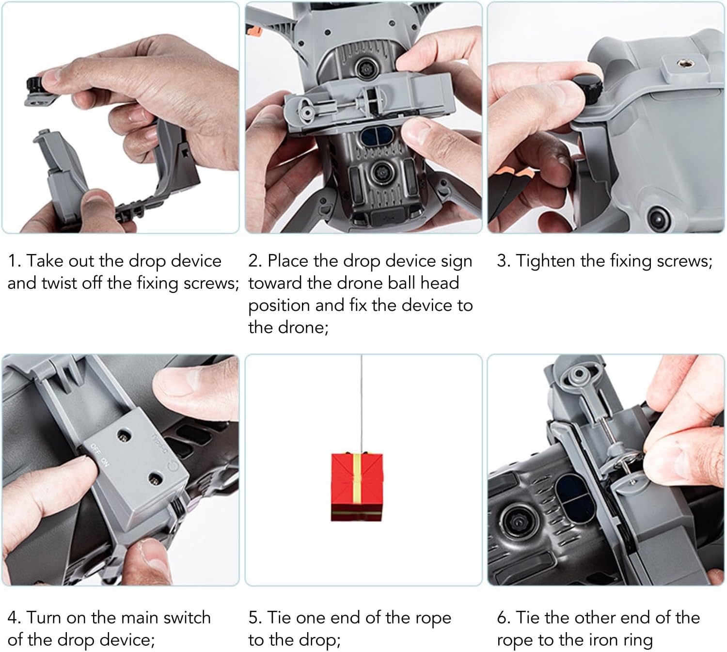 Color Grey Startrc Drone Drop Release Device for AIR 3 Light Sensitive Control, Load Bearing, Compatible with Mini 2 Drone