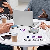 Vista 2 de AVLT Concentrador de altavoz USB-C, micrófono de conferencia de sonido omnidireccional de 360° con carga PD de 85 W, transferencia de datos de 5