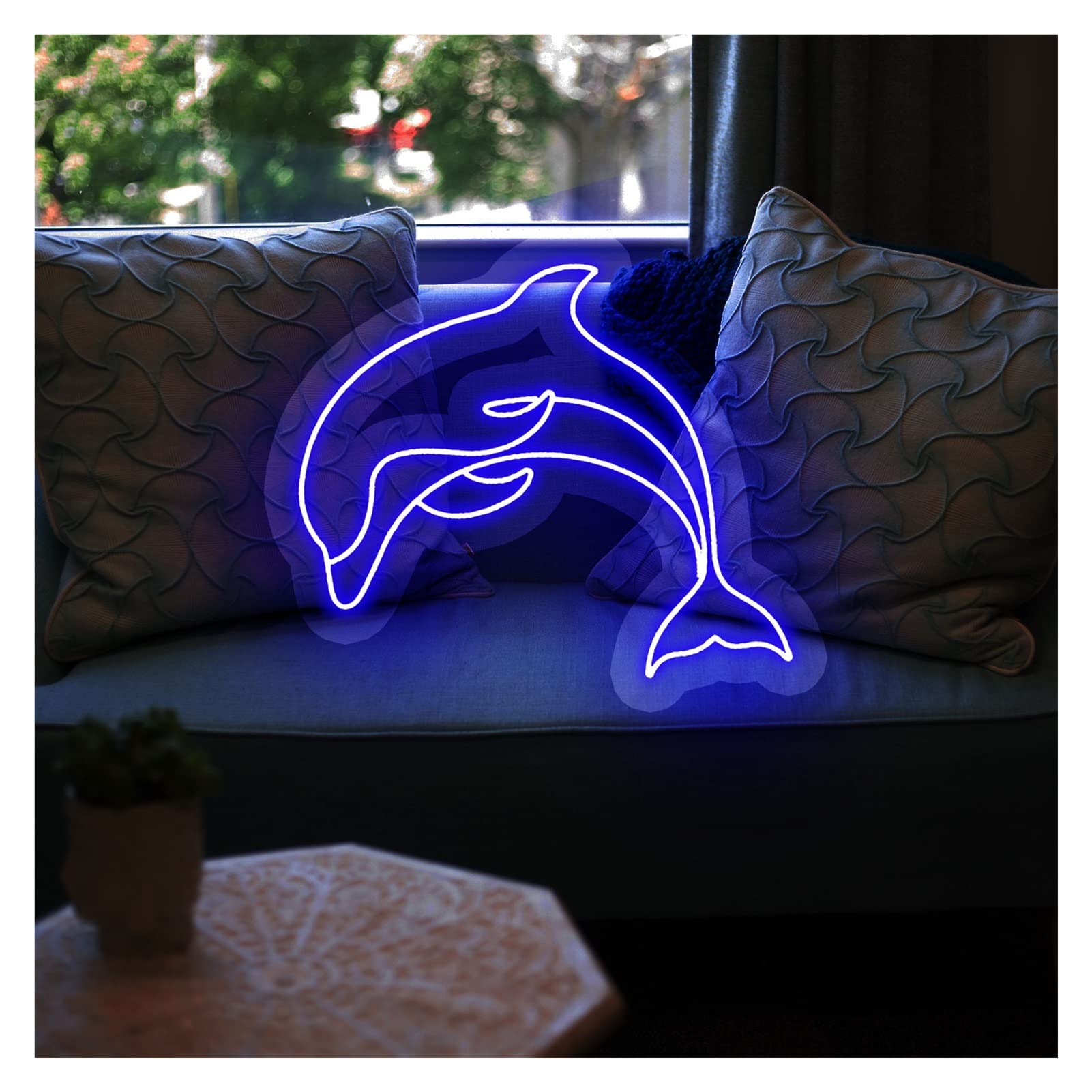 Neonlichtzeichen, LED-Neonzeichen Custom Neon Sign Lights Dolphin for Schlafzimmer, Personalisiertes dimmbares Neonzeichen for Party Schaufenster Restaurant Geb