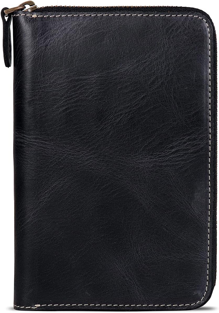 LONDO Genuine Leather Padfolio with Pencil Holder Notepad and Zipper Closure (Black) - Image 4