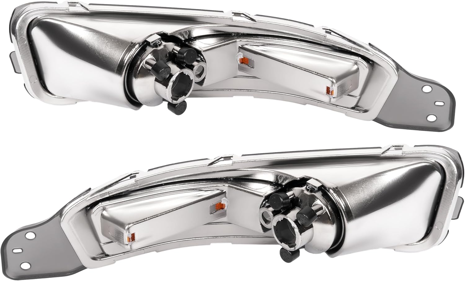 HECASA Pair Turn Signal Lights Compatible with 2005-2009 Ford Mustang Replacement for FO2521180 FO2520180 Front Bumper Lights Side Marker Lamps Plastic Left & Right Side Smoke Lens Chrome Housing