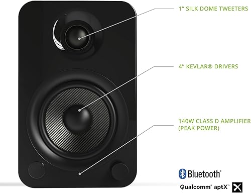 Vista 2 de Kanto YU4GB Powered Speakers with Bluetooth and Built-in Phono Preamp Auto Standby and Startup Remote Included 140W Peak Power Pair Gloss