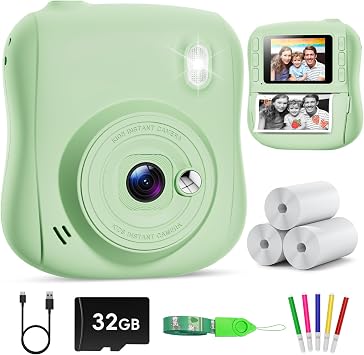 Hangrui Kids Camera Instant Print with 32GB Card for Girls & Boys Age 3-8