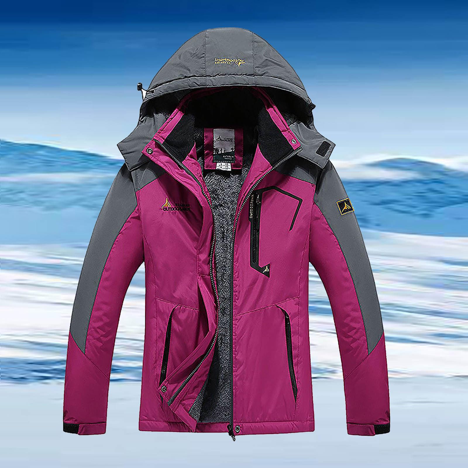 Giacca a Vento Donna Invernale Calda Parka Giaccone da Lavoro Antivento Giacca Pesante Giacca da Sci Impermeabile da Snowboard Antivento Cappotto da Montagna con Cappuccio