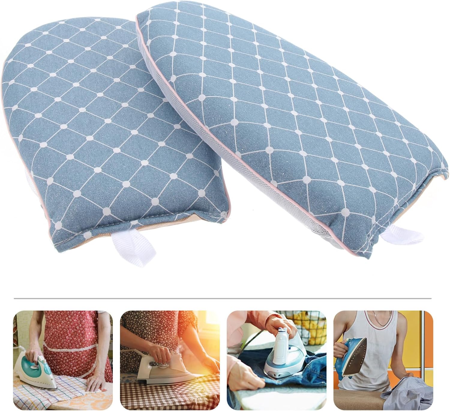 LIFKOME 2pcs Handheld Ironing Gloves Lightweight Mini Ironing Board Convenient Garment Steamer Mitts for Shirts Coats Shirts for Home and Travel