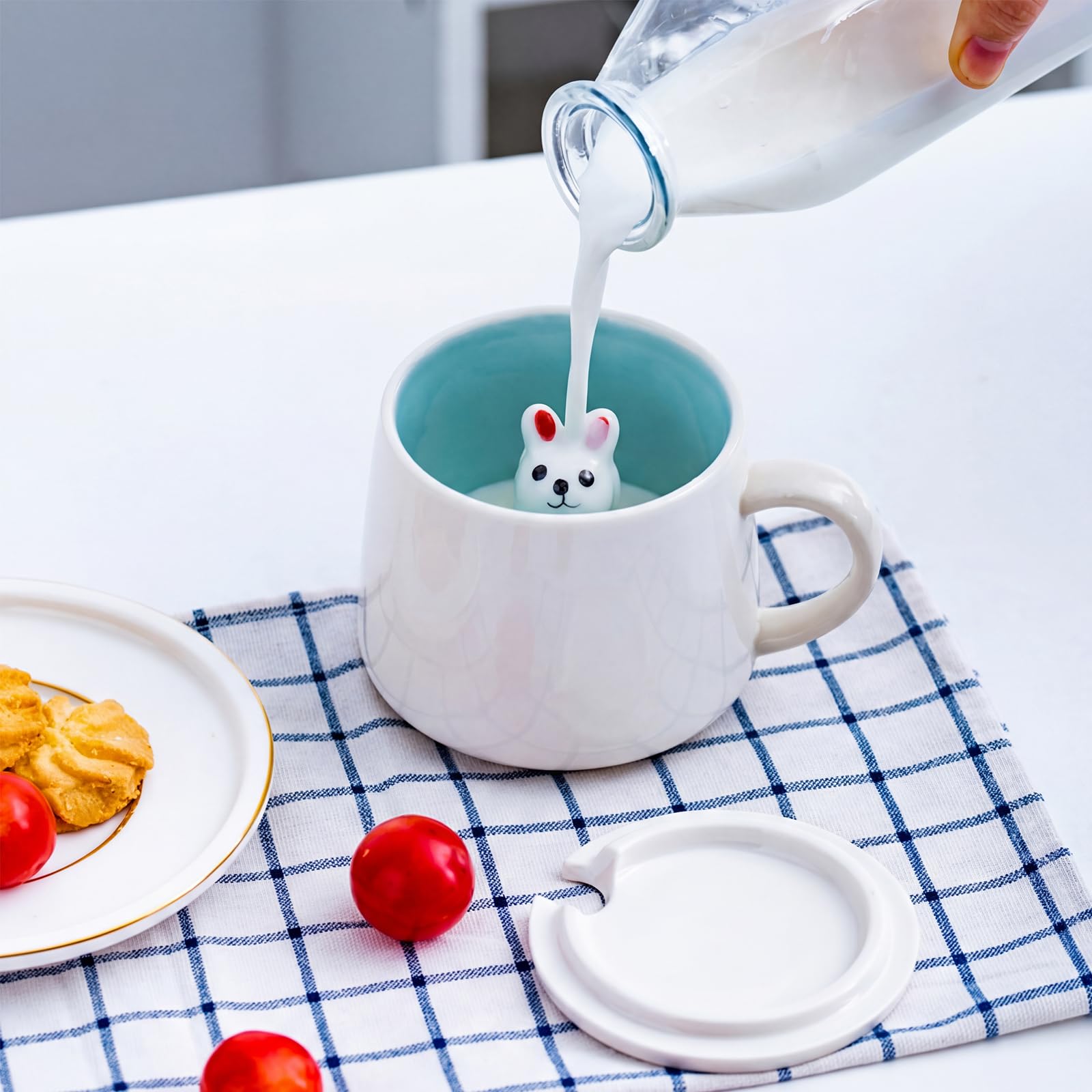 Set Di Tazze Da Caffè Impilabili In Ceramica – Simpatico Design A Cartone Animato (Coniglio) – Regalo Ideale