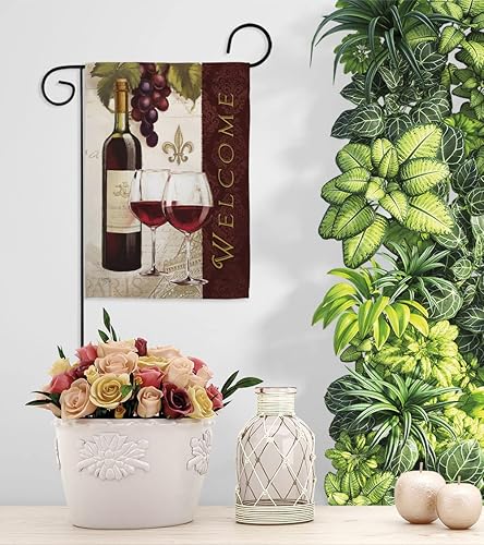 Miniatura 9 de Breeze Decor Bandera de bienvenida para jardín, bebidas, vino, bebida, frutas, queso, sangría, rosa blanca, roja, postre, decoración de casa, cartel
