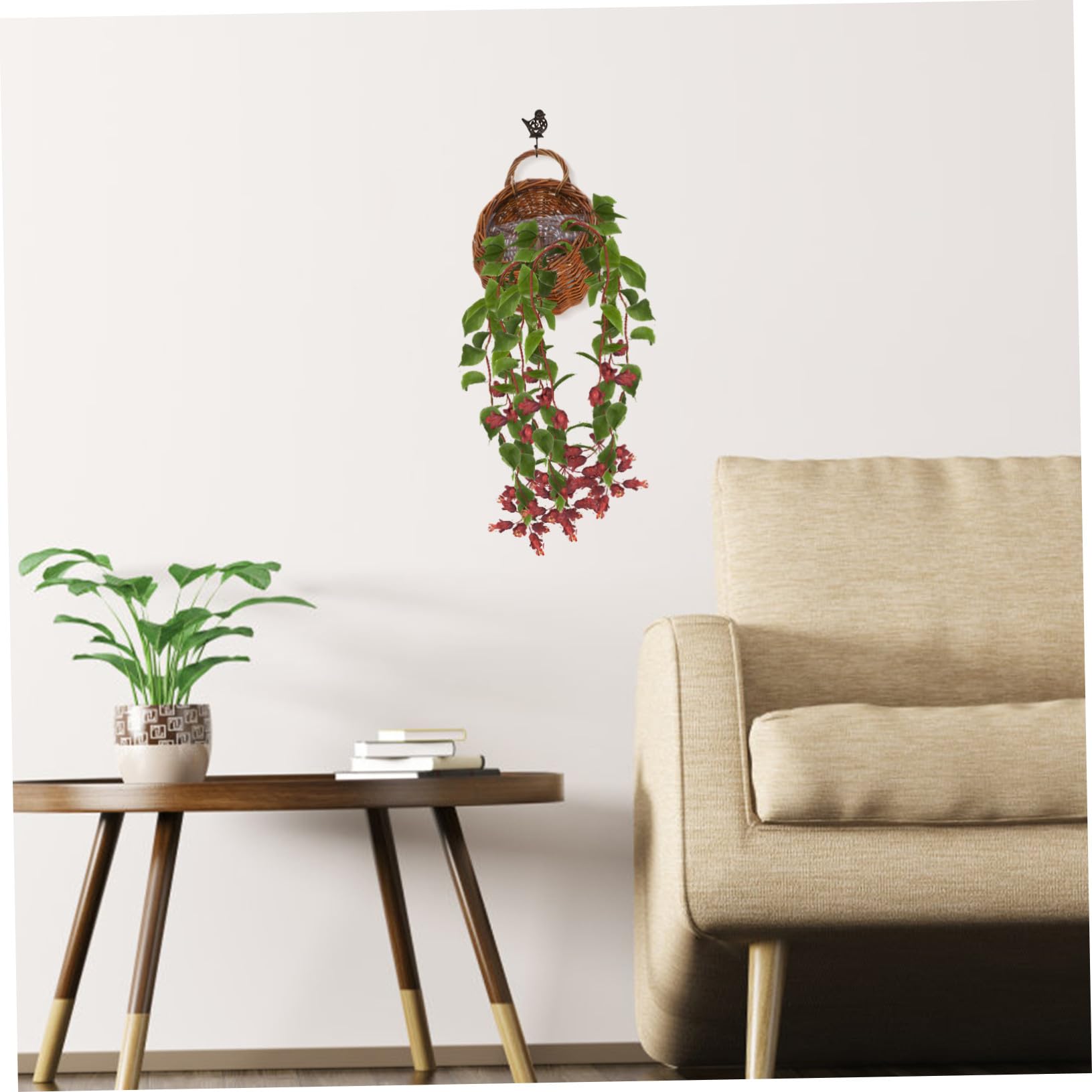 2 Stück Handgewebter Rattan Wandblumenkorb Hängender Blumentopf Für Wanddekoration Leicht Für Garten Und Balkon