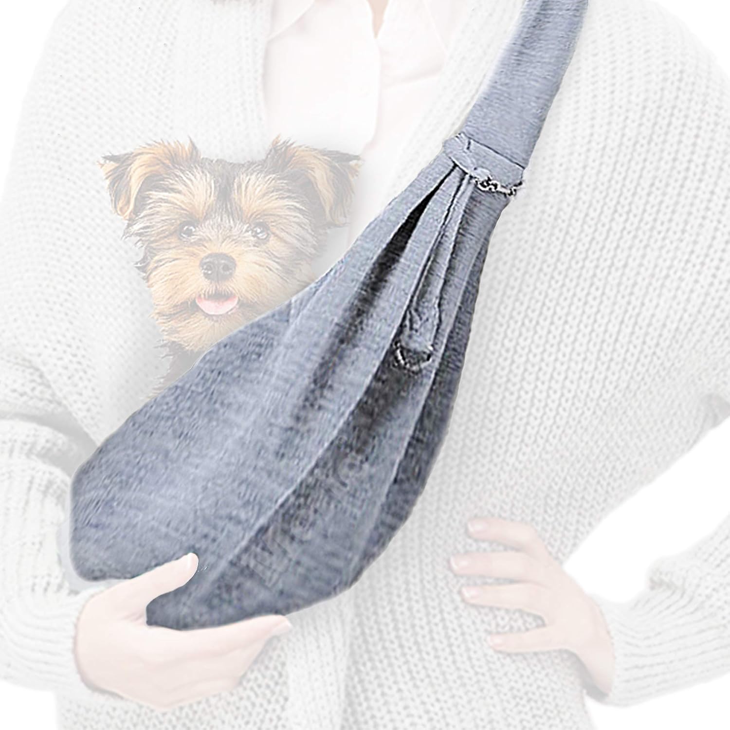 Meric Small Dog Sling Carrier Bag, Adorable Reversible Pattern with Cross-Body Comfort & Security