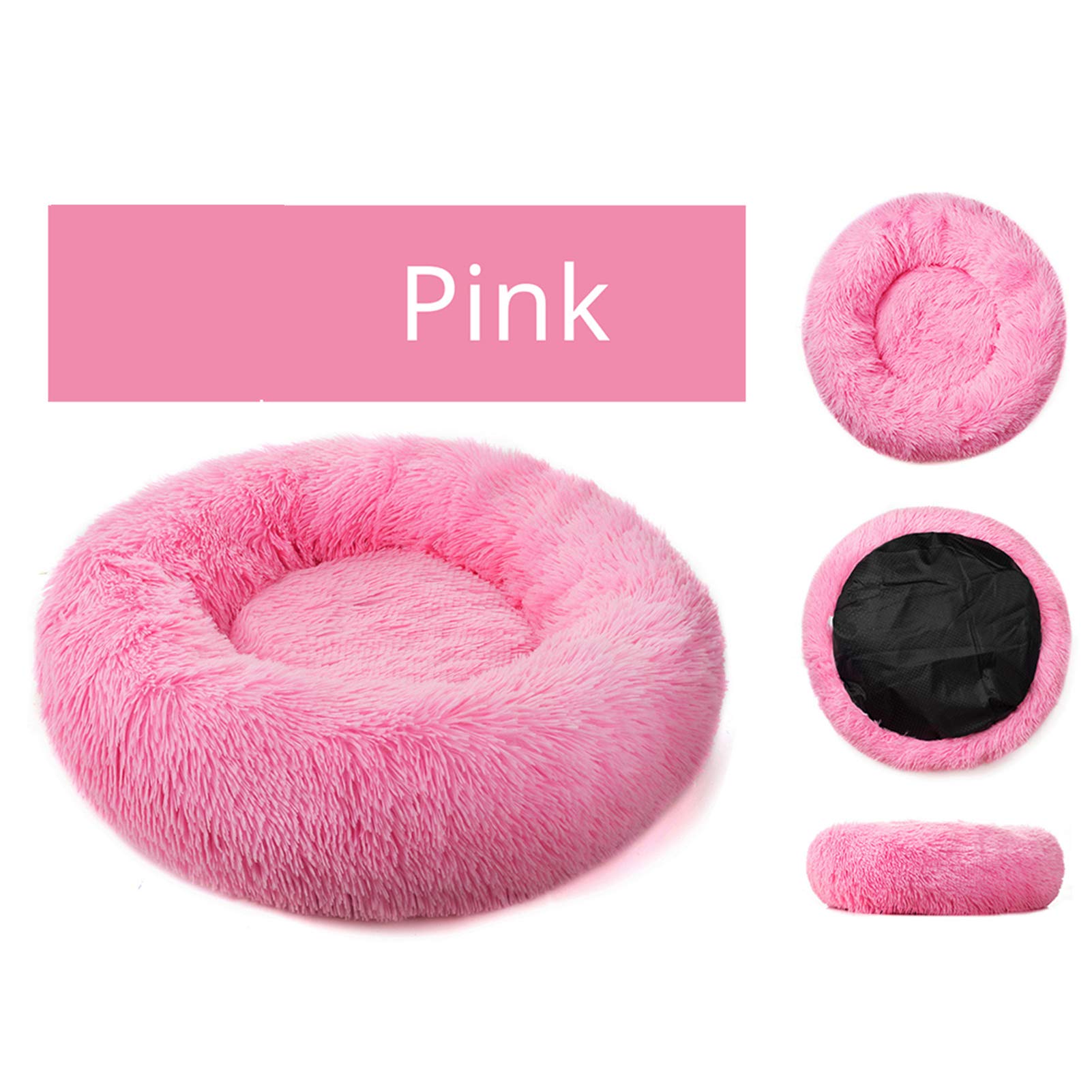 سرير قطط دائري منفوش من اوباي للكلاب والقطط الصغيرة، سرير مهدئ ذاتي الاحترار لتحسين النوم، سرير ناعم من القطيفة على شكل دونات كادلر بوسادة للحيوانات ال اليفة، غير قابل للانزلاق (رمادي)
