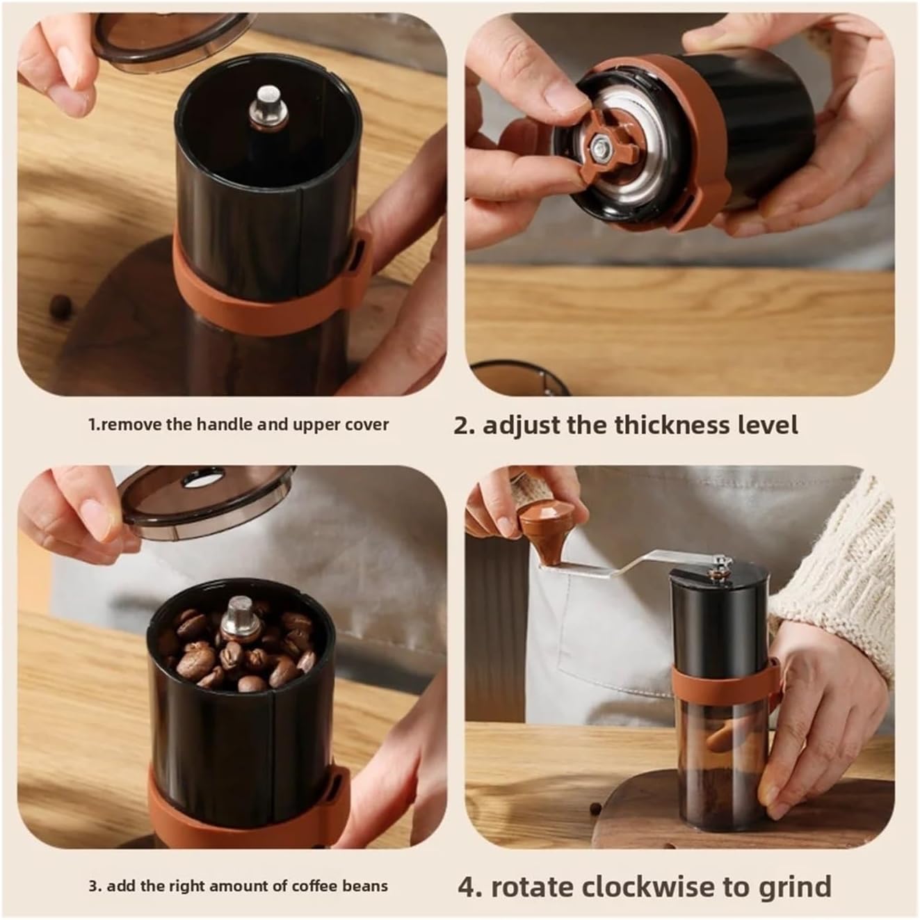 Hand-cranked Coffee Grinder, Portable Coffee Grinder, Household Small Manual Coffee Powder Grinder, Hand-cranked Coffee Grinder(MDJ-18black)