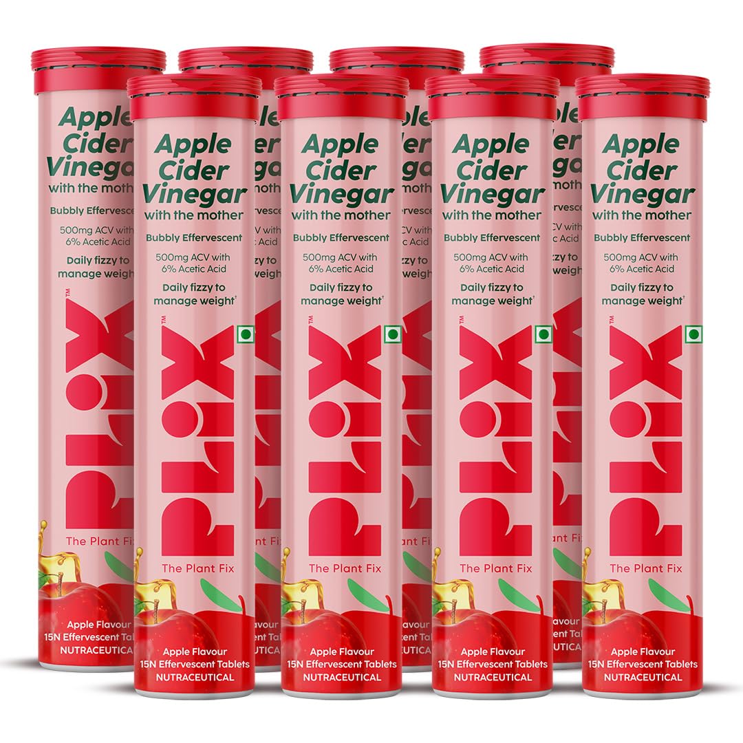 Plix - The Plant Fix | Apple Cider Vinegar Effervescent for Weight Loss & Digestion | Pack of 8 (Apple) | Travel Friendly (120 Tablets) (B0B71HBYCC) Amazon Price History, Amazon Price Tracker