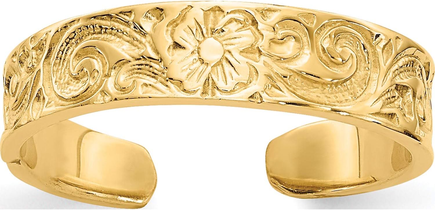 14K Yellow Gold Flower/Scroll Toe Ring - Jewelry By Sweet Pea