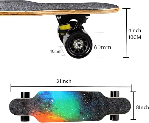 Miniatura 4 de Longboard de 31 pulgadas, 7 capas, patineta Pro Complete Cruiser para crucero, tallado, estilo libre y cuesta abajo con T-Tool