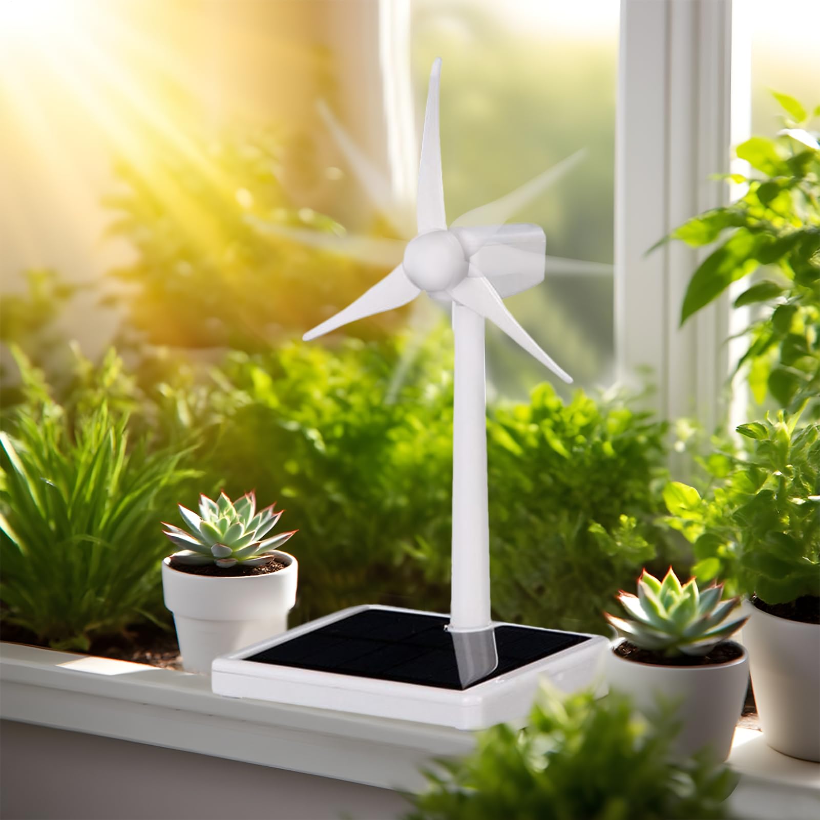 Mulino a vento ad energia solare, kit scientifico delle energie rinnovabili, ornamento rotante da scrivania con pannello fotovoltaico, struttura robusta ed ecologica, ideale per posto di lavoro