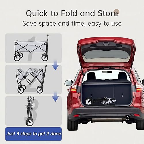 Miniatura 2 de Carro plegable de jardín con 4 ruedas universales para parque comercial picnic viaje a la playa actividades al aire libre campamento gris