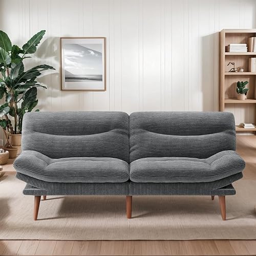 Miniatura 15 de Sofá cama futón de 66 pulgadas, futón 3 en 1 con respaldo y reposabrazos ajustables, sofá cama convertible de pana, reclinable plegable con cojín