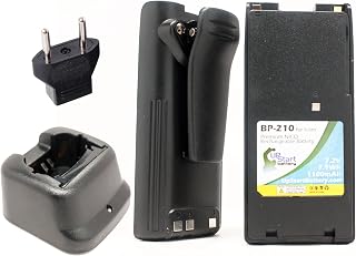 2X Pack - BP-210N Battery + Charger with EU Adapter for Icom IC-V8, IC-V82, IC-A6, IC-A24, IC-T3H, IC-A6E, IC-F3GS, IC-F21 Two-Way Radio (1100mAh, 7.2V, NI-CD)
