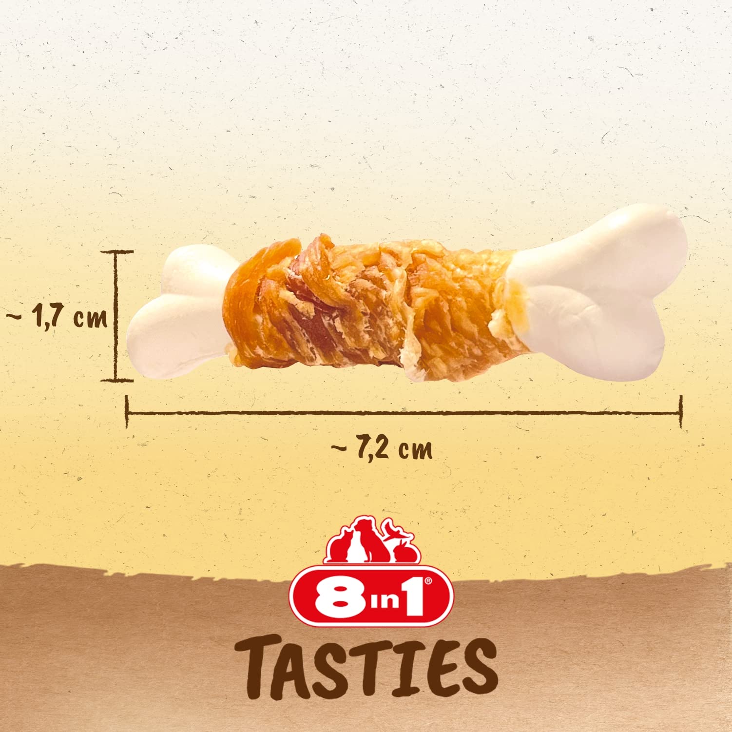 8in1 Tasties Calcium Bones - Ossa di calcio - Piccole ossa di calcio avvolte nel petto di pollo, 85